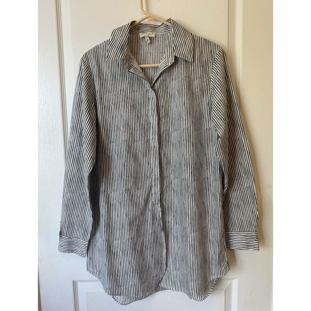 Rag & Bone Women’s Shirt 100% Cotton Size Large Striped Long Sleeve